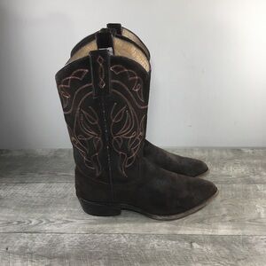 Women's Frye #76876 Billy Short Stitch Cowboy Western Brown Suede Boots Size 10